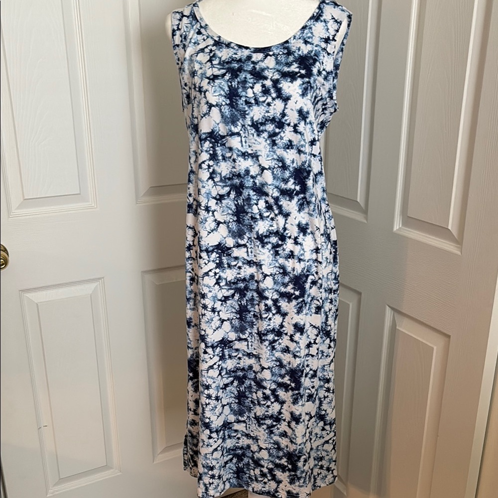 Muk Luks Blue and White Sleeveless Sundress